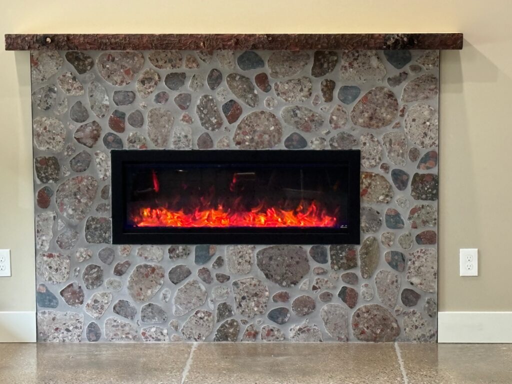 Custom made stone hearth
